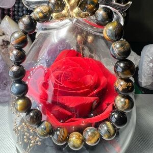 8MM Tiger's Eye Flash Beaded Bracelet 6.5” Natural Reiki Crystal Quartz